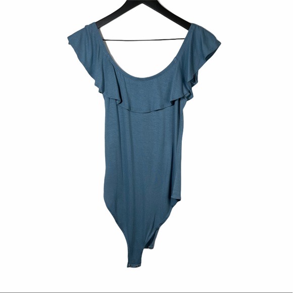 Aeropostale Tops - Aeropostale | Blue Off Shoulder Ruffle Bodysuit